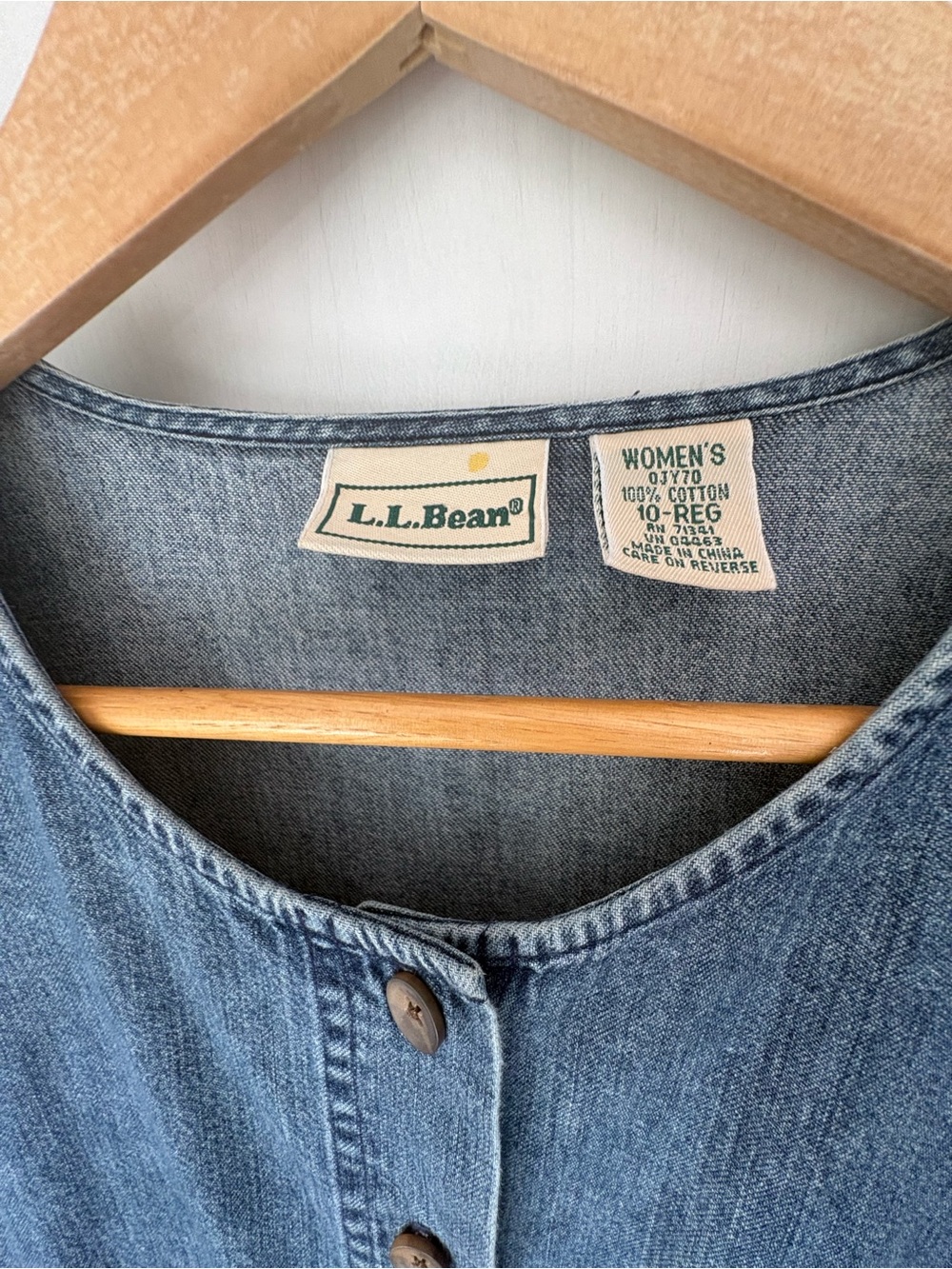 L.L. Bean Vintage Denim Maxi Dress Button-Front Size 10 — image 3 of 8